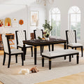 6 Piece Dining Table Set with 4 Chairs and Bench Espresso U750837