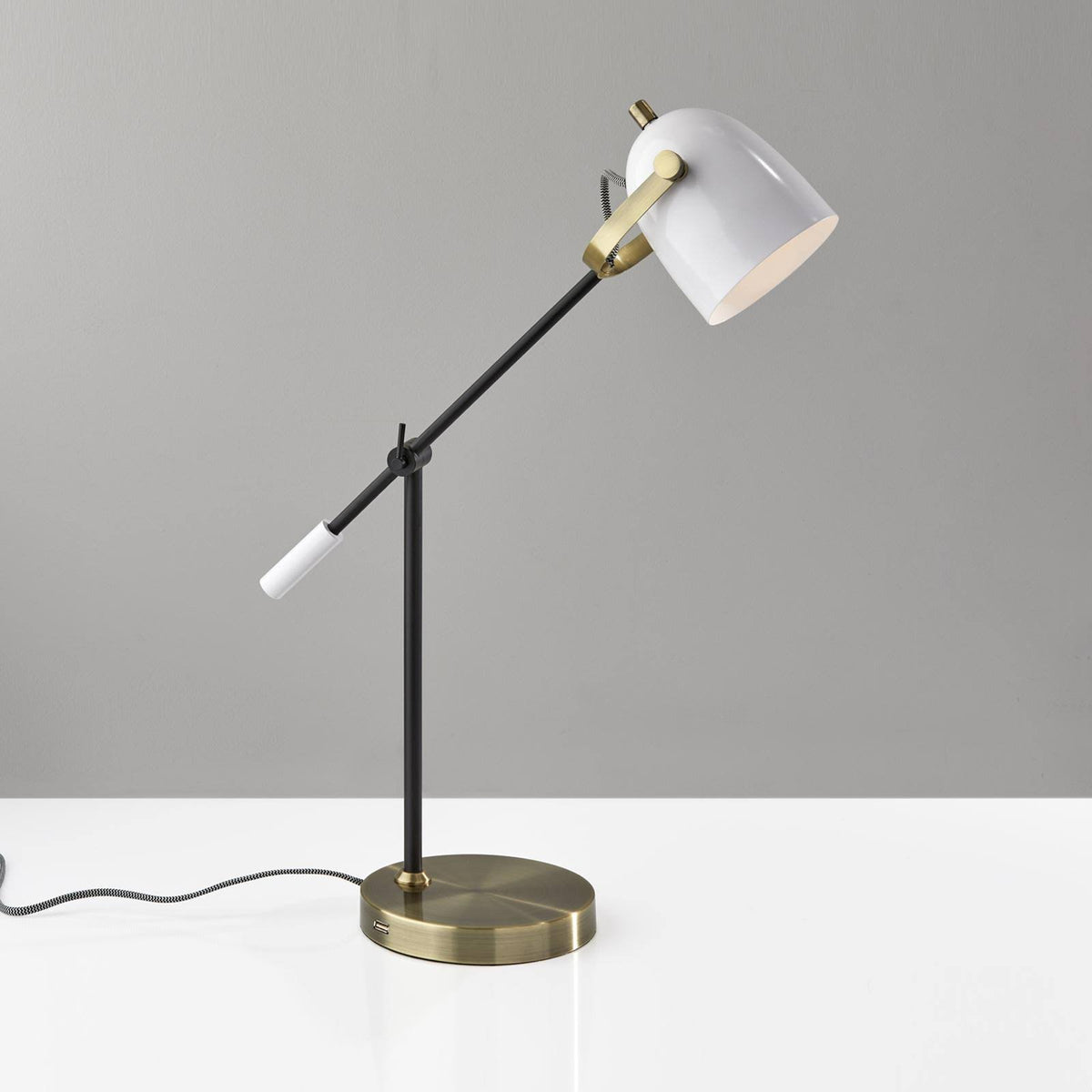Black White and Antique Brass Desk Lamp M66743