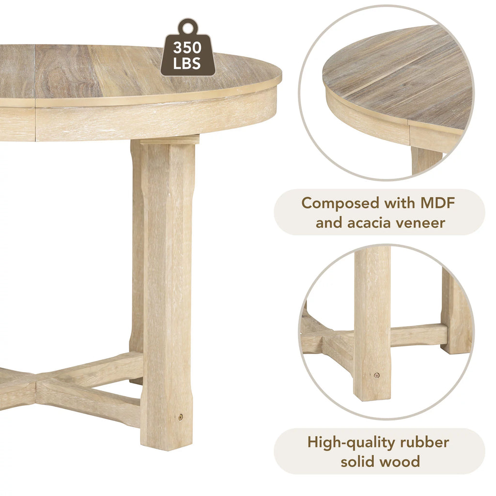 5-Piece Extendable Wood Dining Table Set with 4 Upholstered Chairs T318090