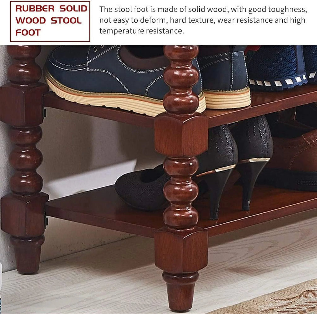 Solid Wood Shoe Storage Bench with Cushion U278863