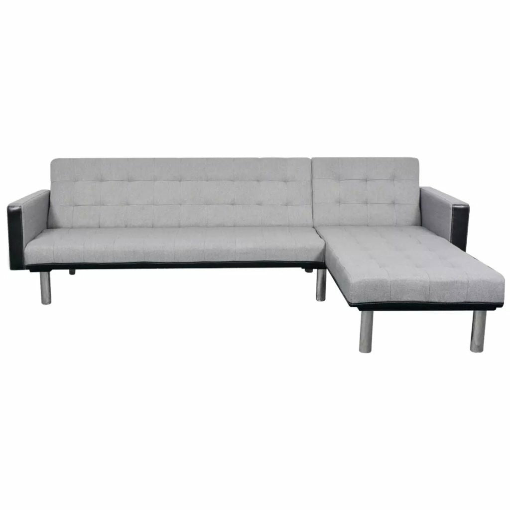 L-shaped Sofa Bed Fabric Black and Gray S649610