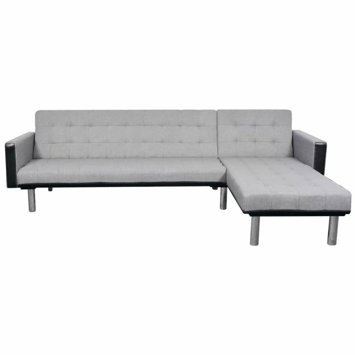 L-shaped Sofa Bed Fabric Black and Gray S649610