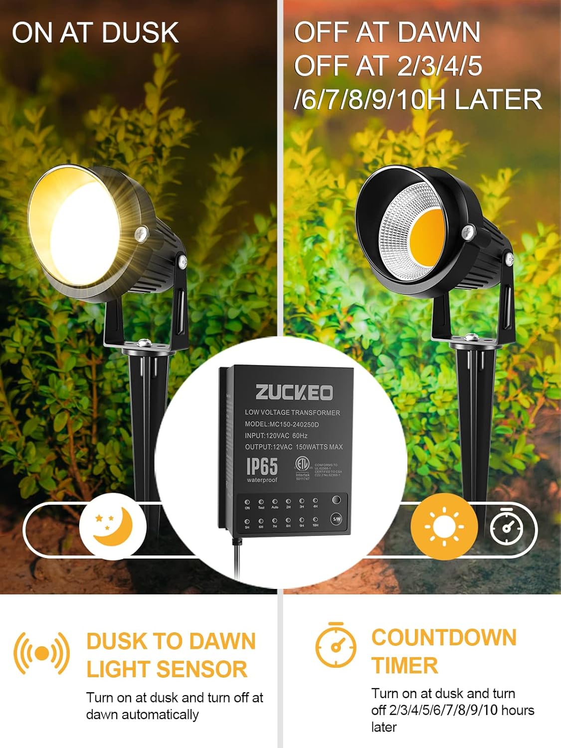150W Low Voltage Landscape Lighting Transformer with Timer and Light Sensor E178