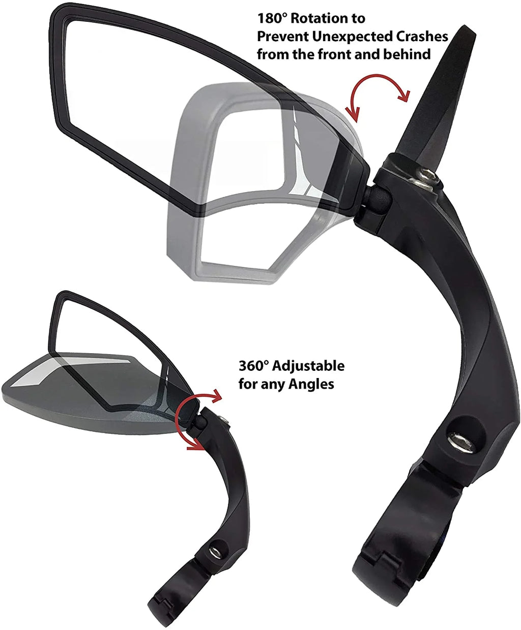Handlebar Bike Mirror, HD, Blast-resistant, Glass Lens, Silver Left O55964