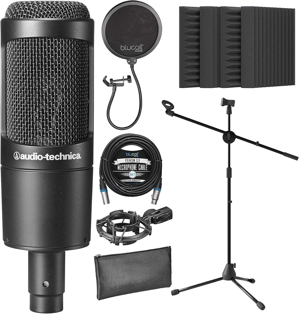 Cardioid Condenser Microphone Bundle with XLR Cable, Pop Filter, Mic Stand, and Acoustic Wedges K583737