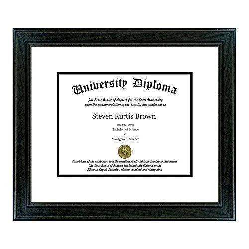 Black 1.5x22 Single Diploma Frame with Double Matting C945