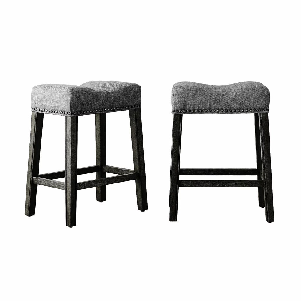 Gray Fabric Saddle Stool Set of 2 H4382
