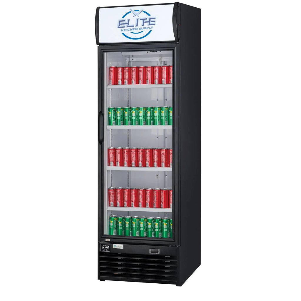 Black Single Glass Door Beverage Display Cooler Refrigerator O970097