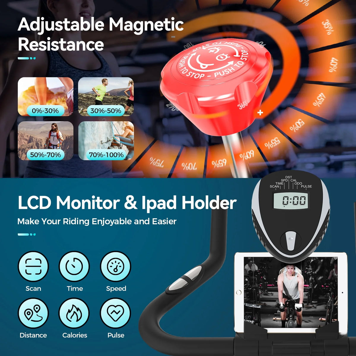 Adjustable Magnetic Resistance Indoor Exercise Bike L692
