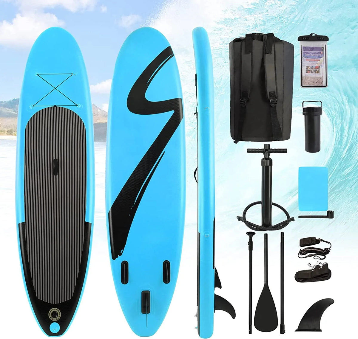 Inflatable Stand Up Paddle Board with Backpack, Leash, Paddle, Hand Pump & Repair Kit U445