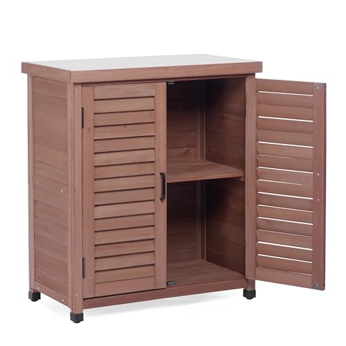 Potting Bench with Storage Cabinet and Metal Table Top M590