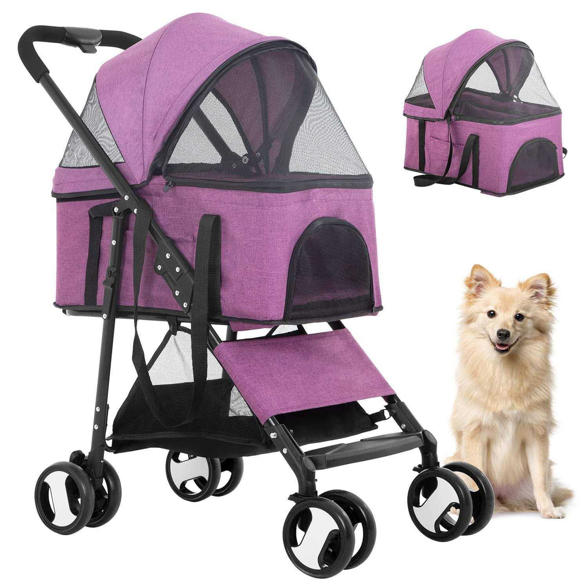 3-in-1 Pet Stroller with Detachable Carrier & Cup Holder C354