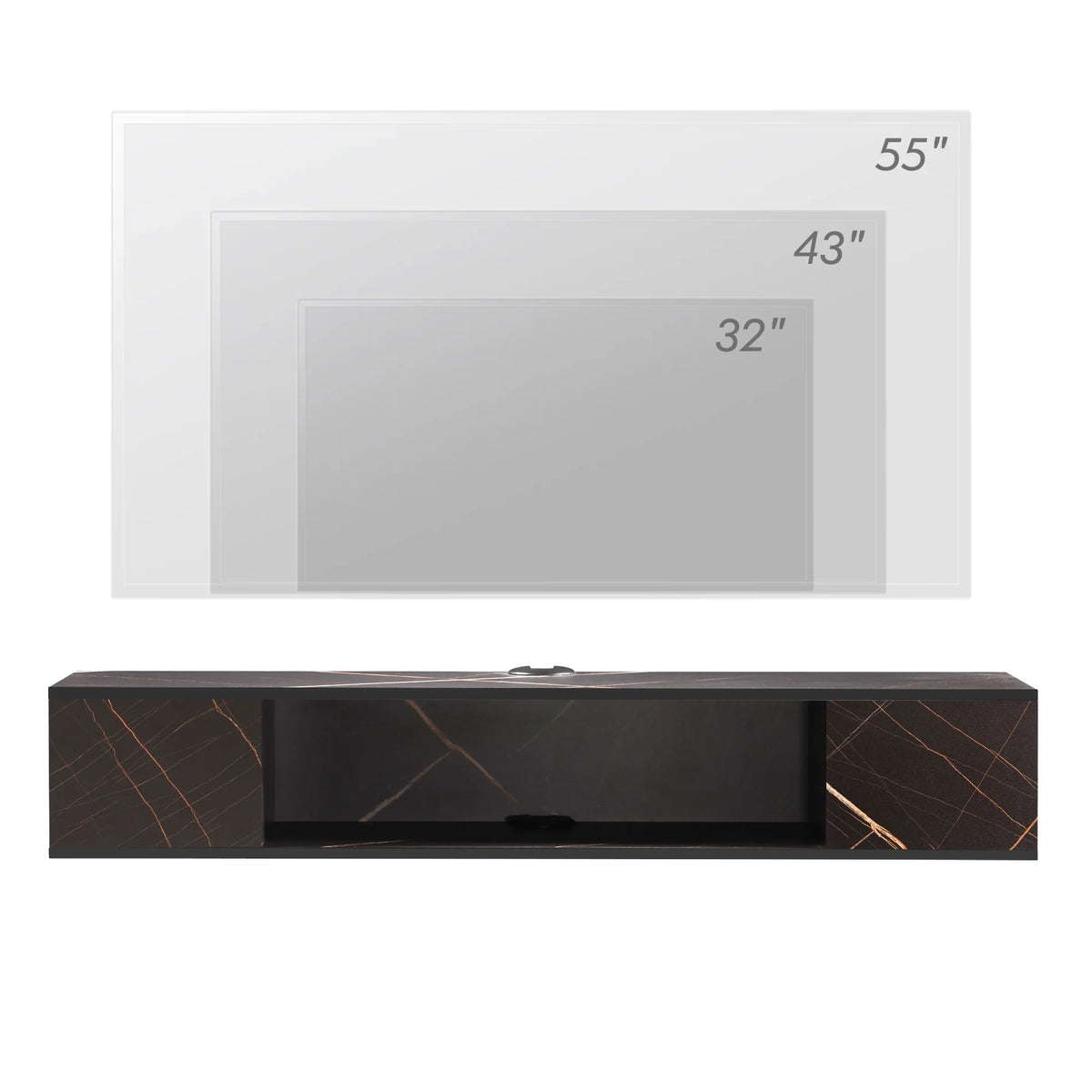 Black Floating TV Stand with LED Lights I4747