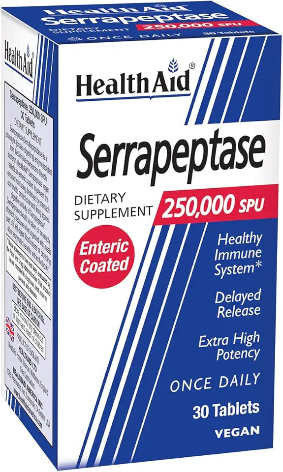 Serrapeptase 250,000 SPU 30 Tablets Vegan Enteric Coated O21974