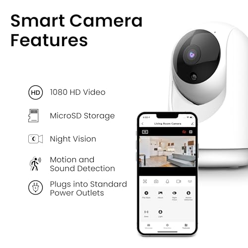 Indoor Security Camera with Motion Detection, Night Vision, 2-Way Audio, 1080p HD, White O822