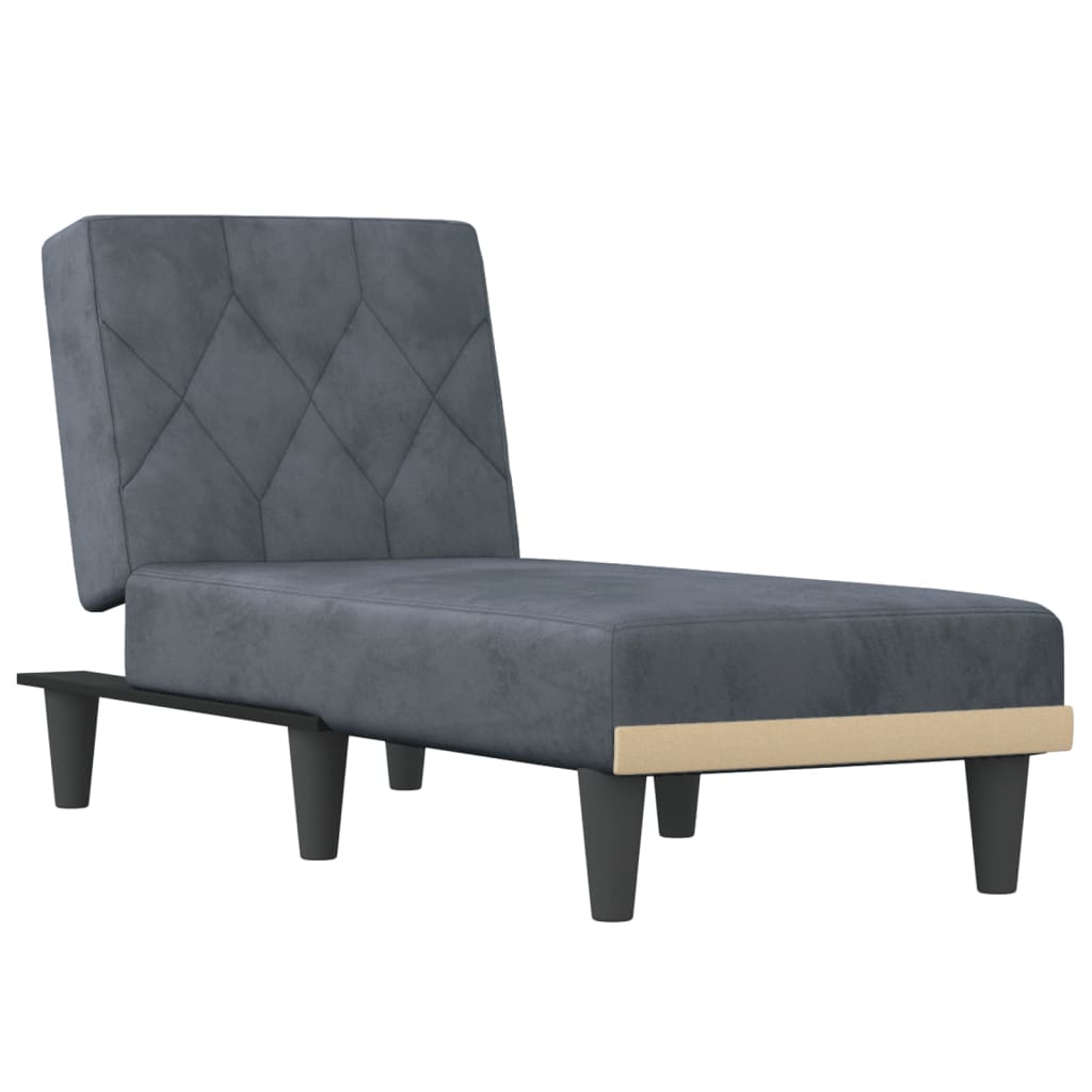 Dark Gray Velvet Chaise Longue F7185