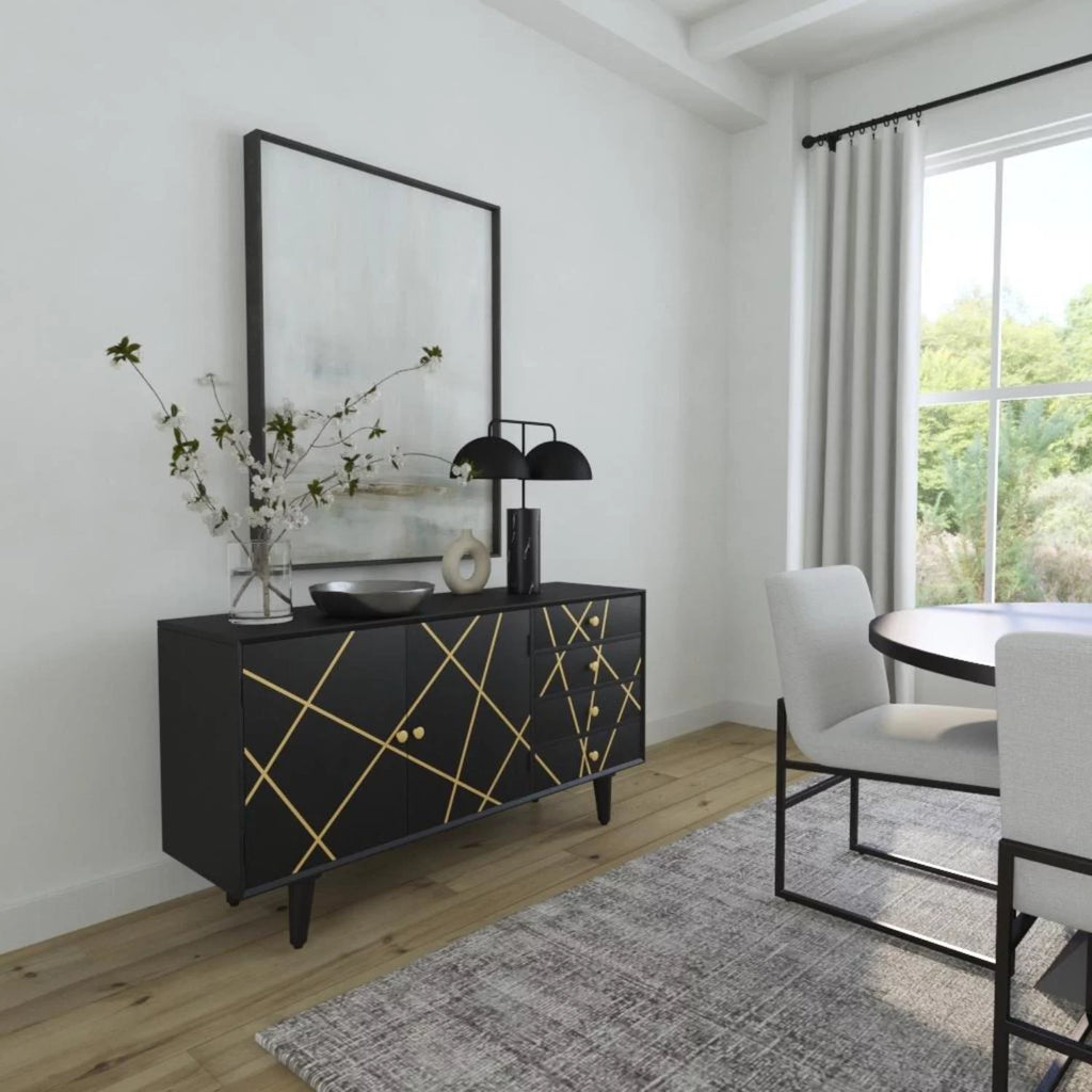 Mango Wood Console Table With Black Finish G949428