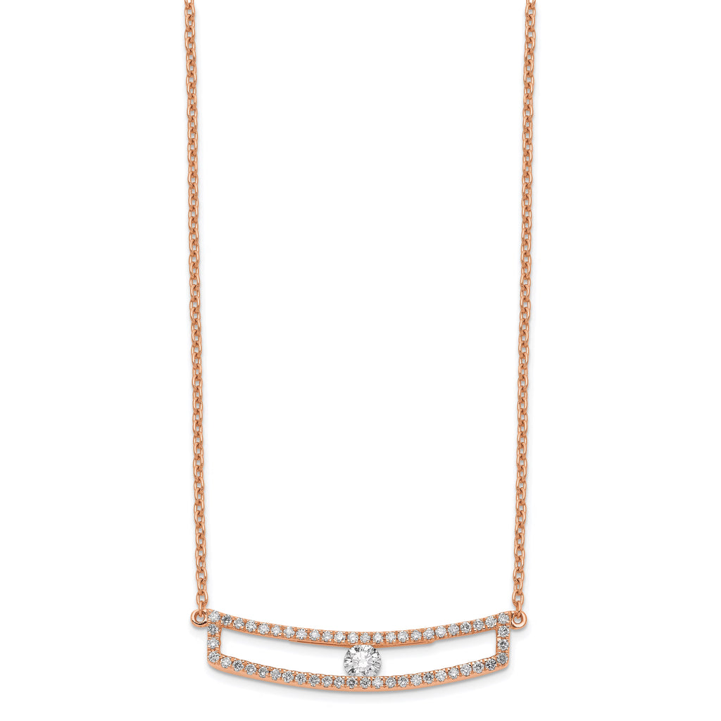 14K Rose Gold Polished Diamond Necklace P573