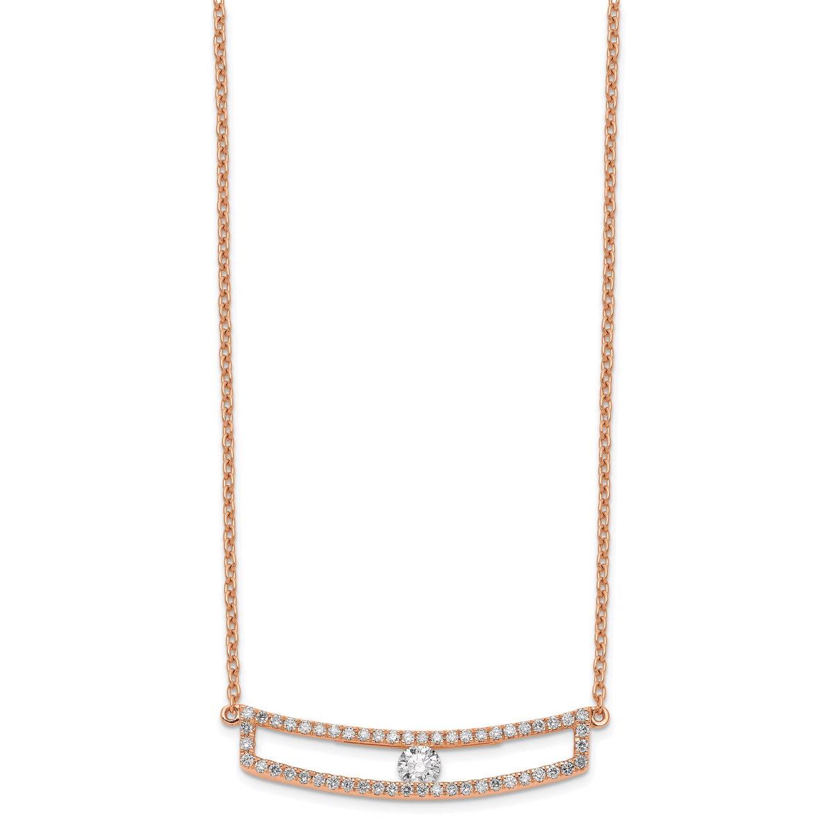 14K Rose Gold Polished Diamond Necklace P573
