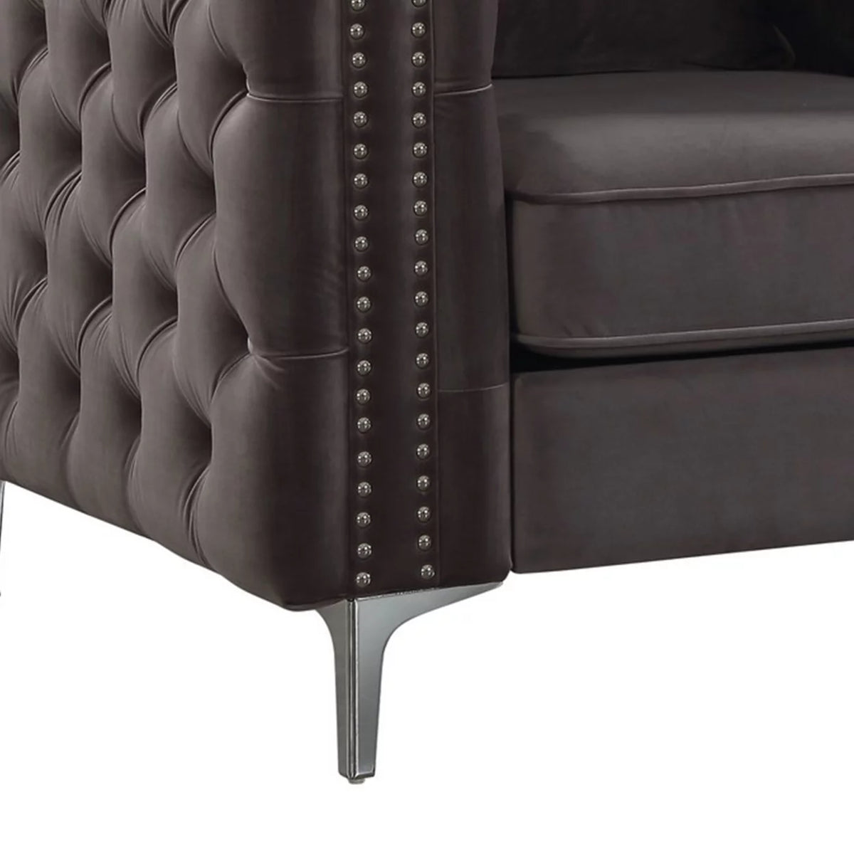 Gray Fabric Upholstered Wooden Sofa Chair with Throw Pillow L12205
