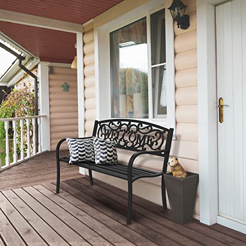 Black Metal Outdoor Bench H601