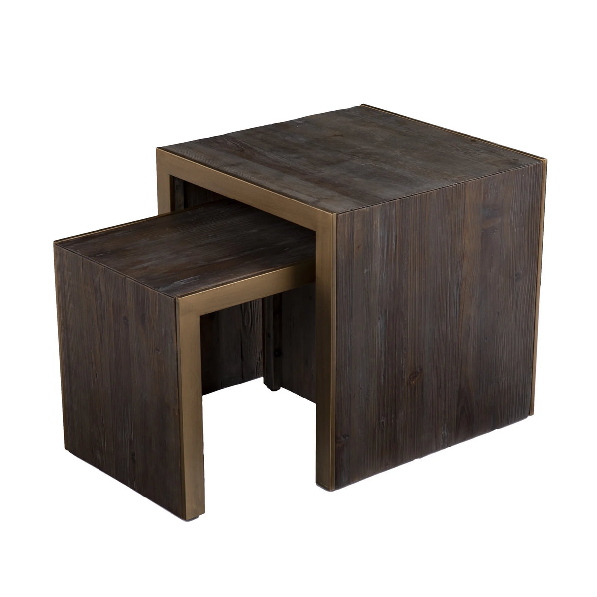 19 in. Solid Wood & Gold Nested End Tables - Set of 2 K8464