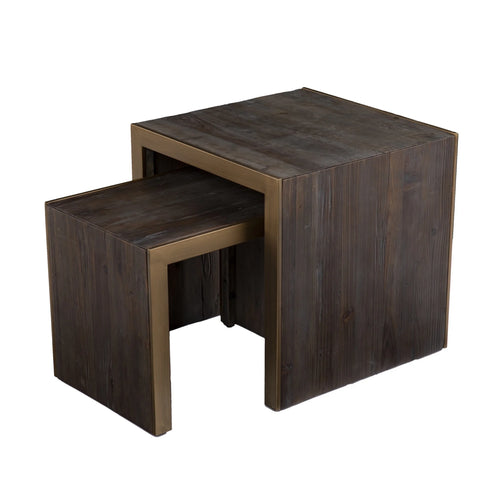 19 in. Solid Wood & Gold Nested End Tables - Set of 2 K8464