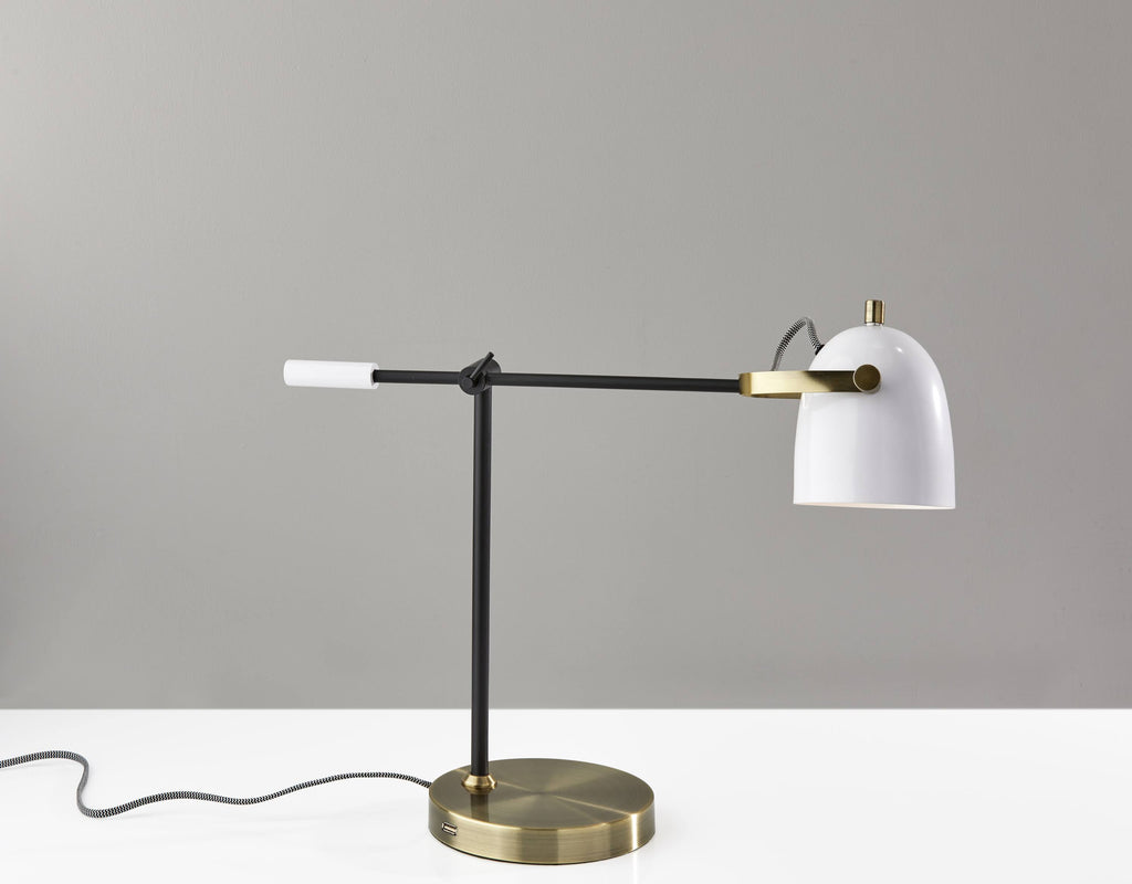 Black White and Antique Brass Desk Lamp M66743