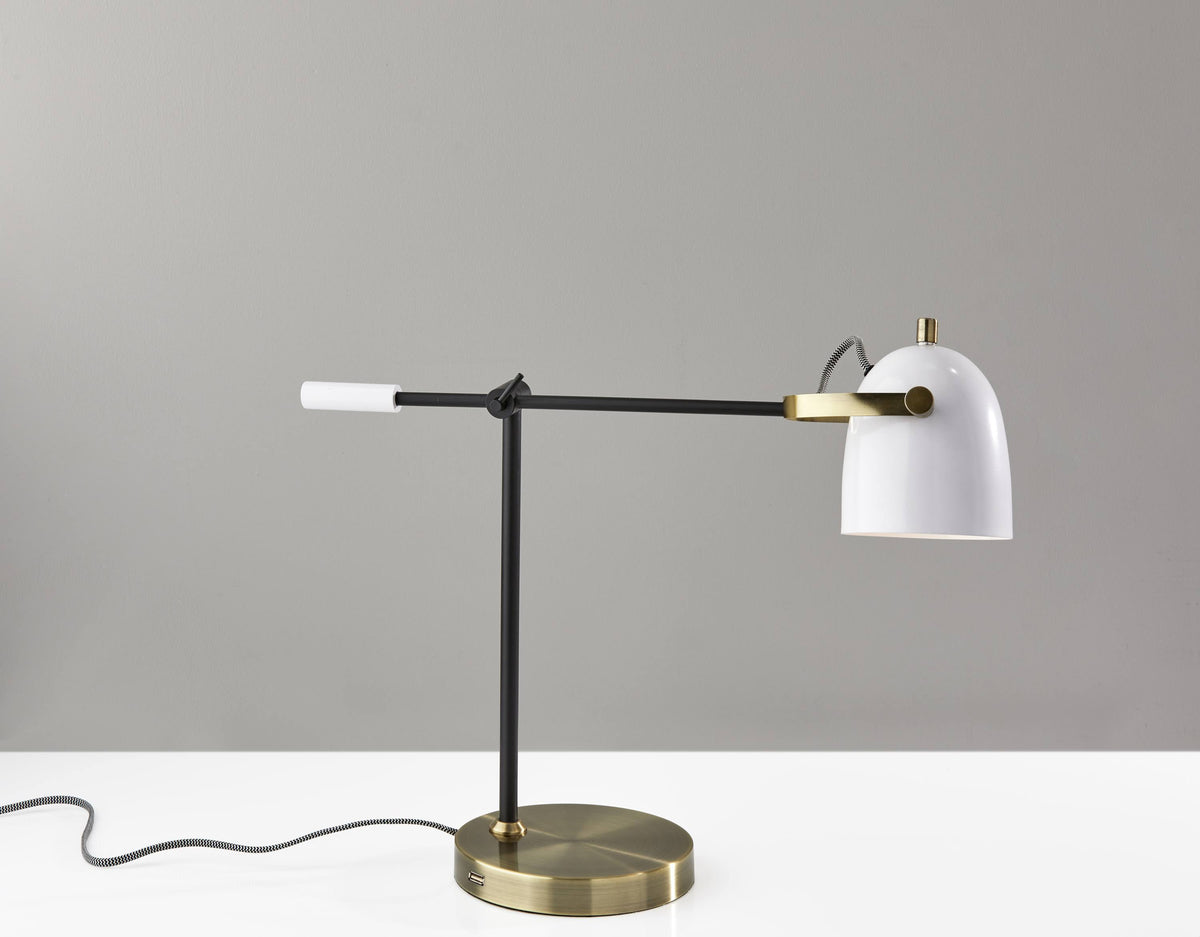 Black White and Antique Brass Desk Lamp M66743