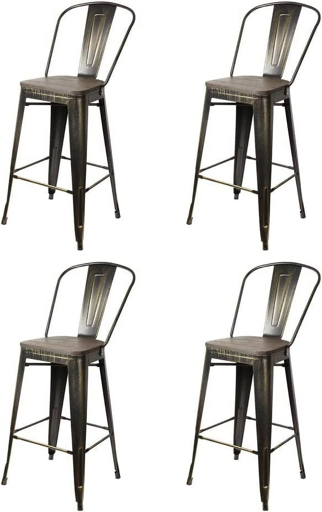 Antique Black High Back Bar Stools Set of 4 V81331