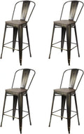 Antique Black High Back Bar Stools Set of 4 V81331